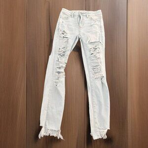 American Eagle next level stretch hi rise jegging crop sz 2 Regular  Distressed